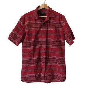 Pendleton‎ Men's Short Sleeve Striped Cotton Button Shirt Red Thomas Kay Medium